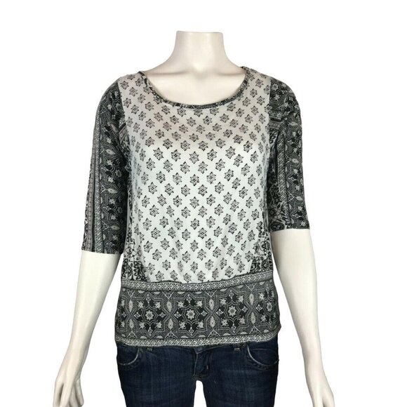 Lucky Brand Womens Shirt Size Small 3/4 Sleeve Split Back Top - Picture 1 of 7